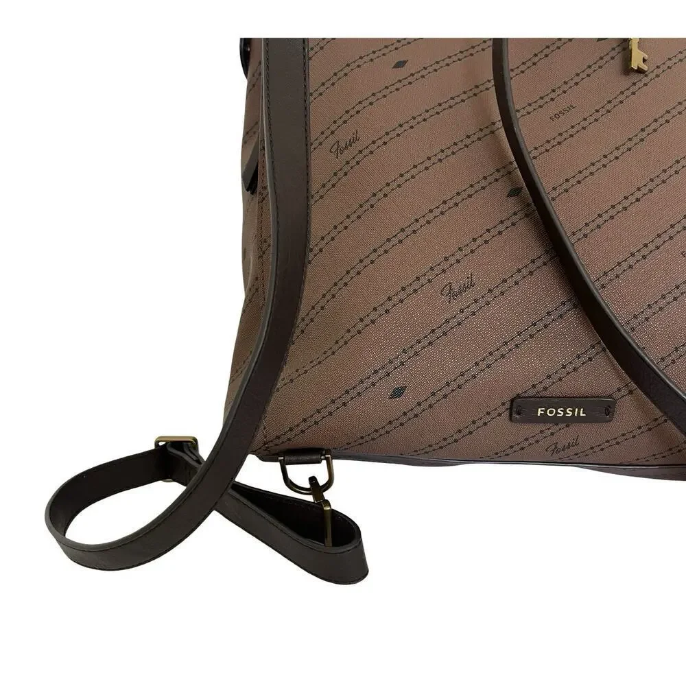 Fossil Parker Faux Leather Convertible Backpack‎ Purse Handbag in Brown